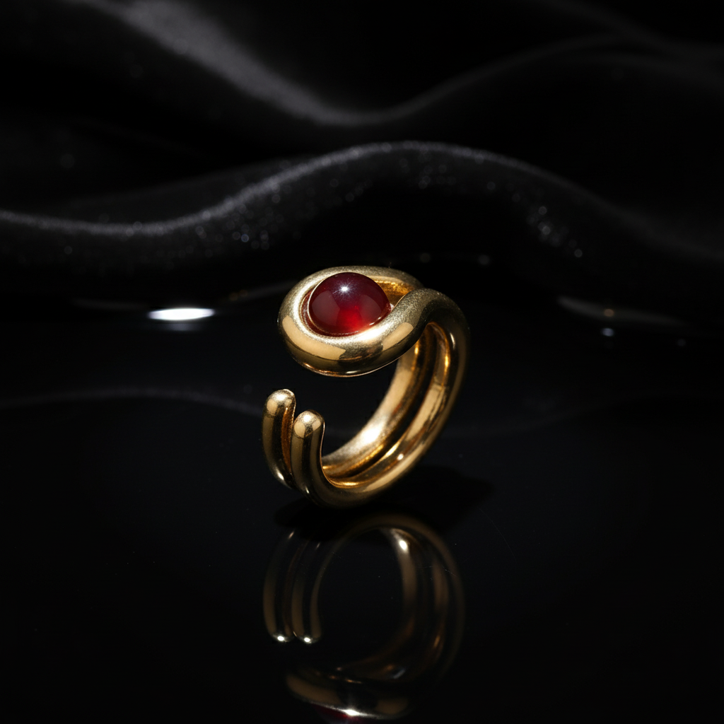 JEWELIXIRS Red Swirl Ring