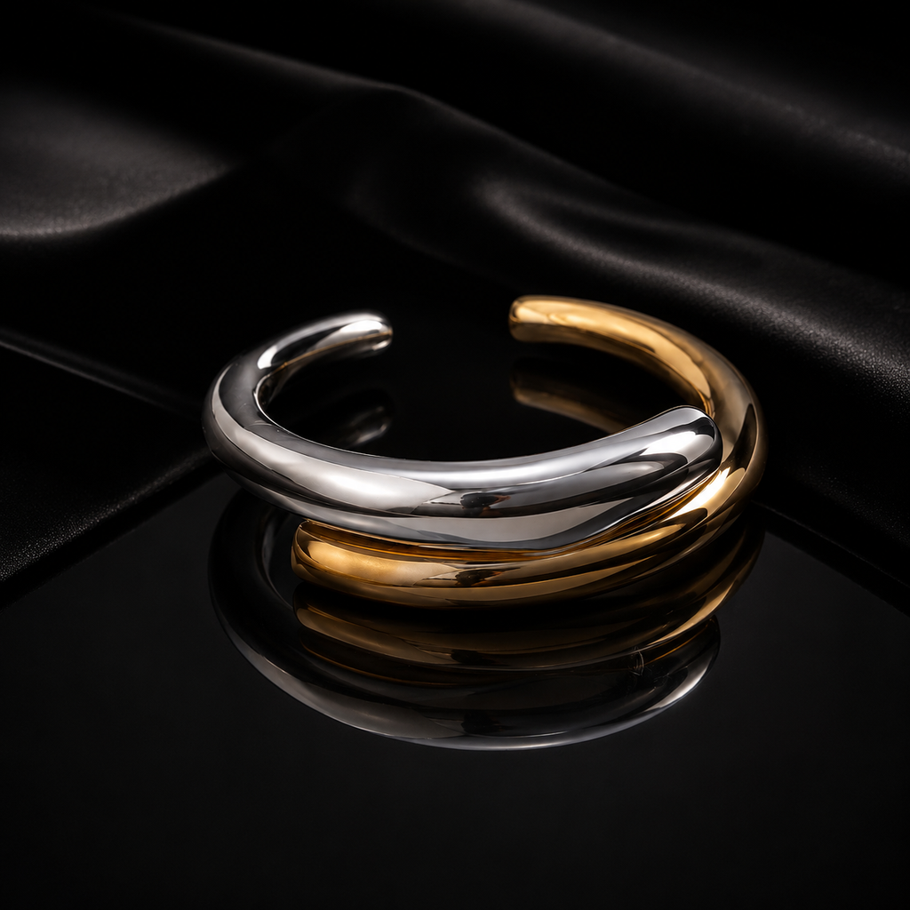 JEWELIXIRS Intertwined Open Ring & Bracelet Set