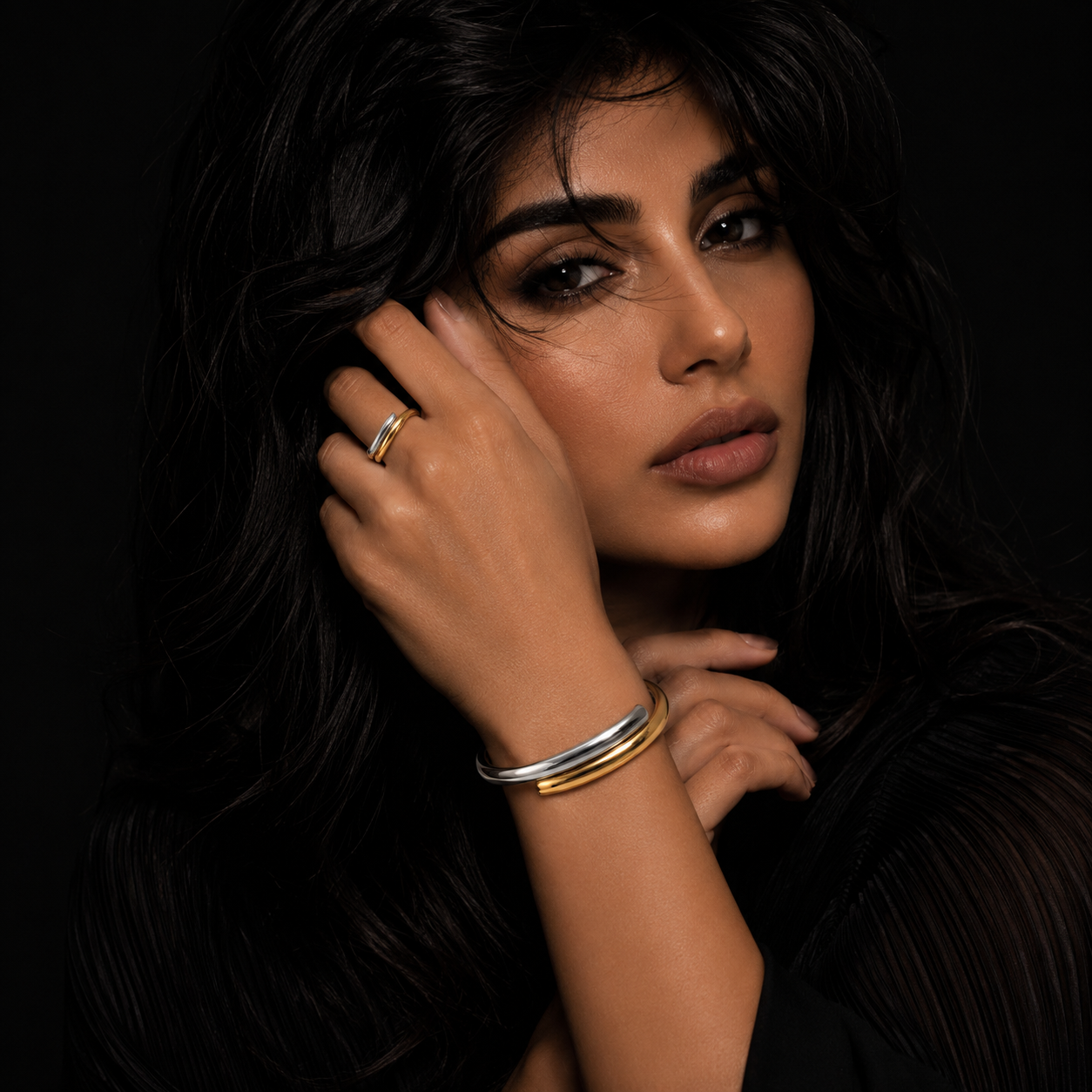 JEWELIXIRS Intertwined Open Ring & Bracelet Set