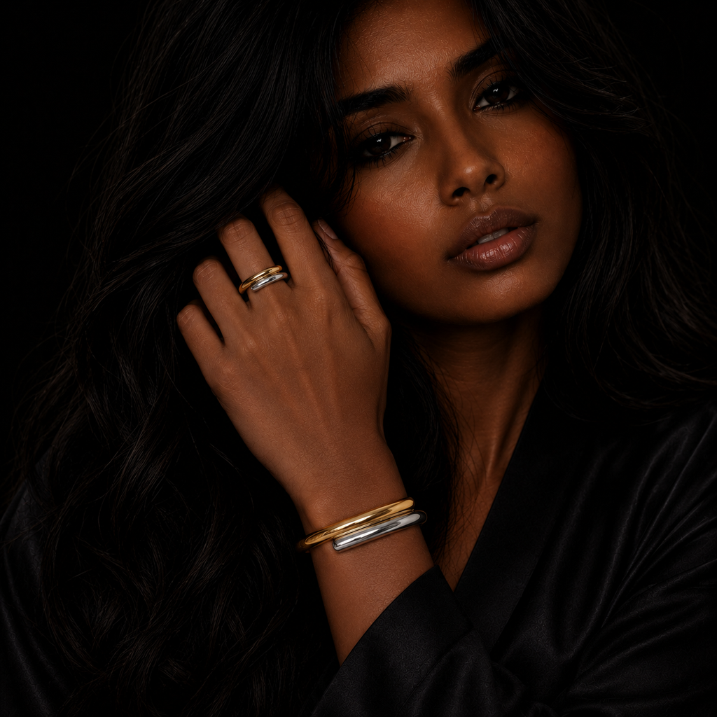 JEWELIXIRS Intertwined Open Ring & Bracelet Set