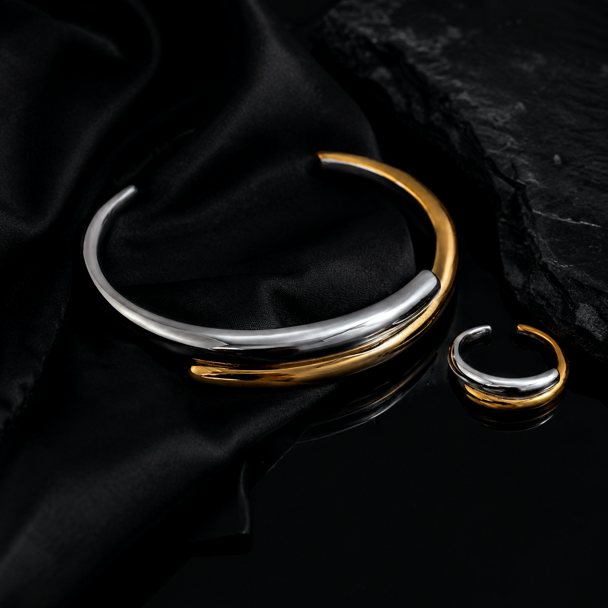 JEWELIXIRS Intertwined Open Ring & Bracelet Set