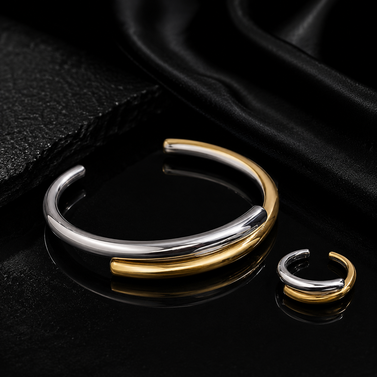 JEWELIXIRS Intertwined Open Ring & Bracelet Set