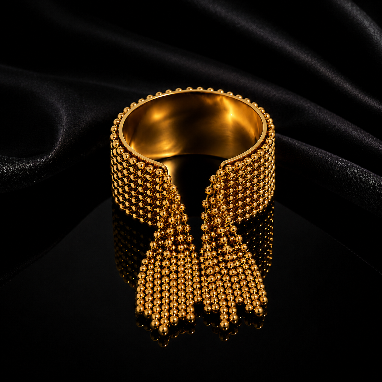 JEWELIXIRS Beaded Tassel Cuff Bracelet & Ring Set