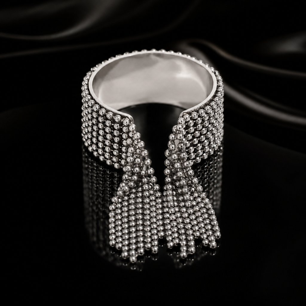 JEWELIXIRS Beaded Tassel Cuff Bracelet & Ring Set