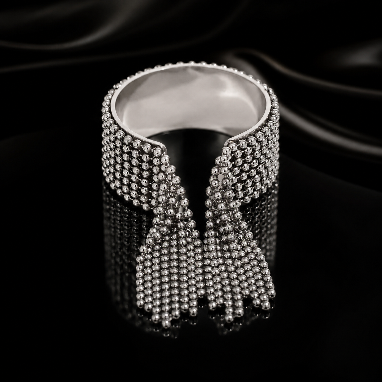 JEWELIXIRS Beaded Tassel Cuff Bracelet & Ring Set