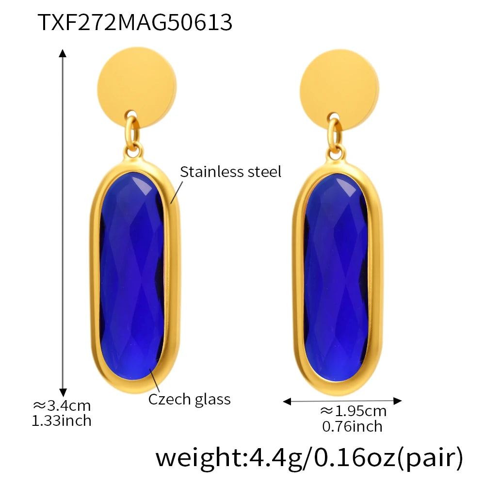 JEWELIXIRS Oval Drop Earring