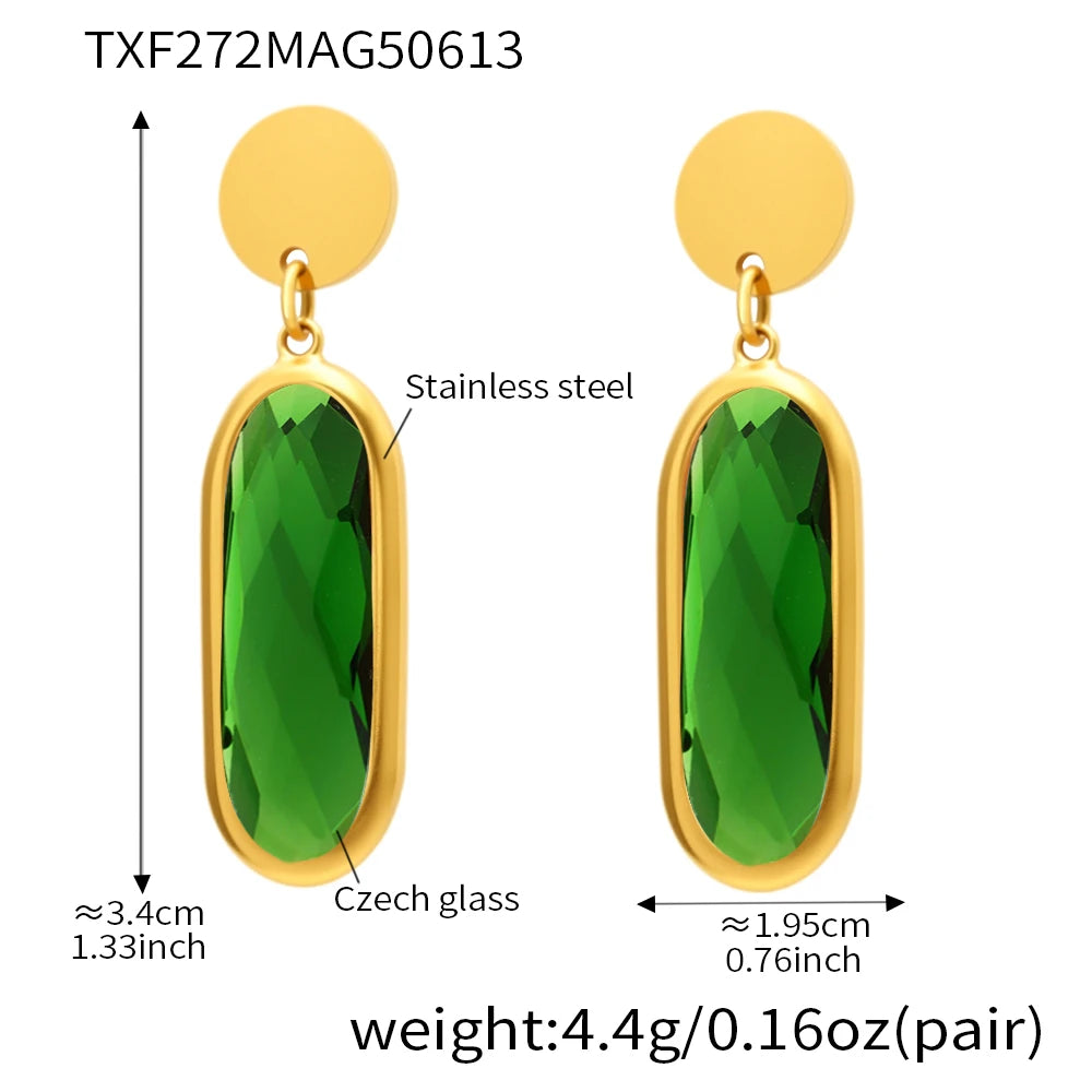 JEWELIXIRS Oval Drop Earring