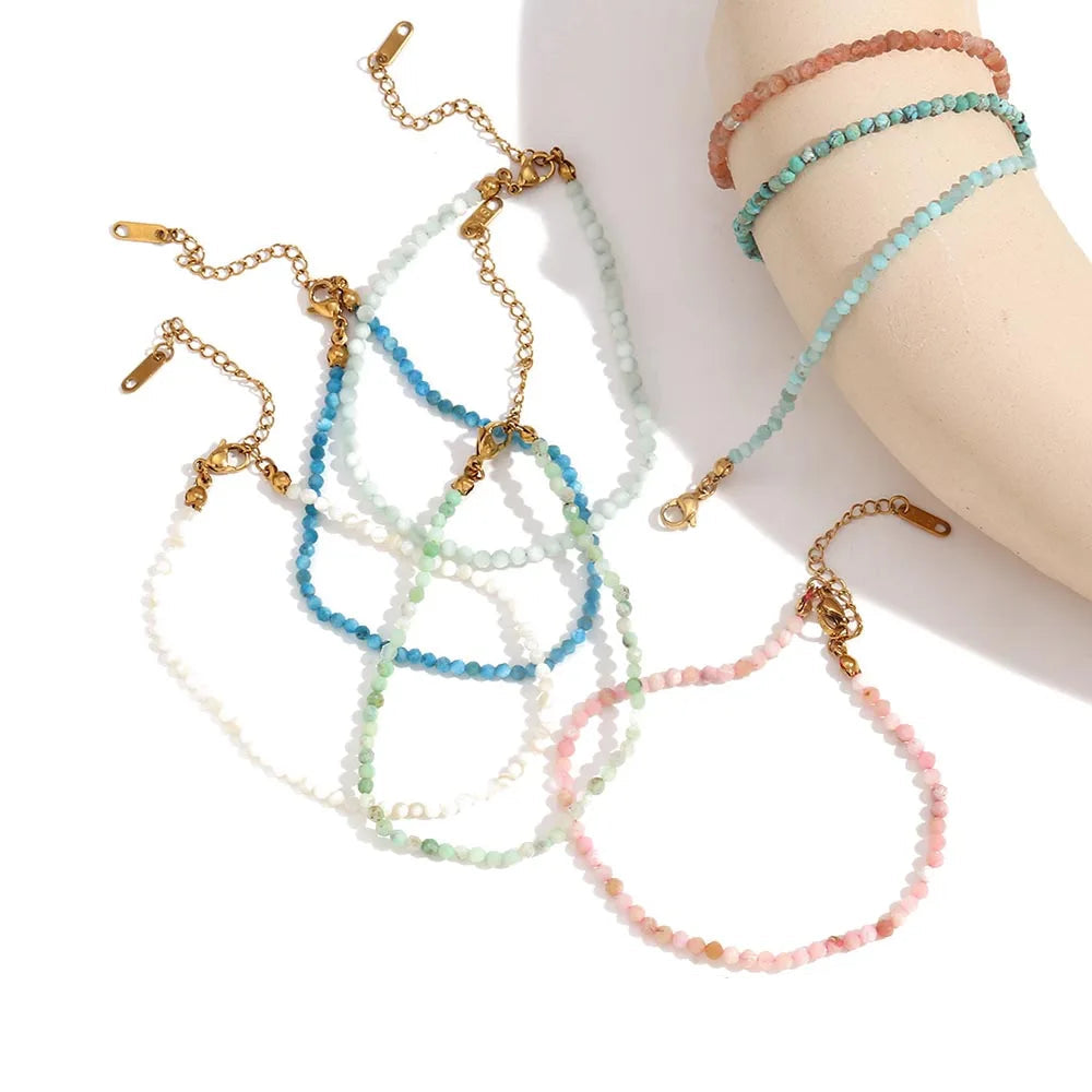 JEWELIXIRS Faceted Micro-Bead Anklets