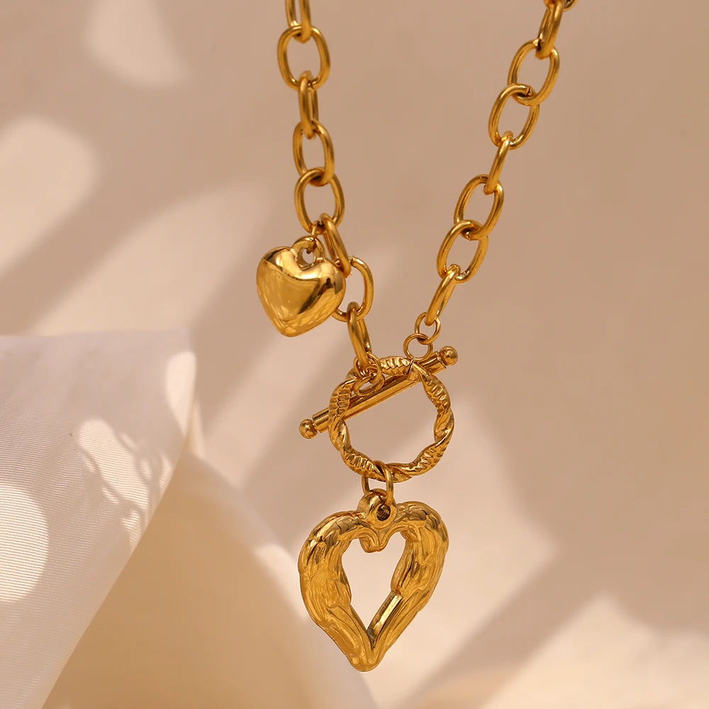 JEWELIXIRS Organic Heart Toggle Necklace