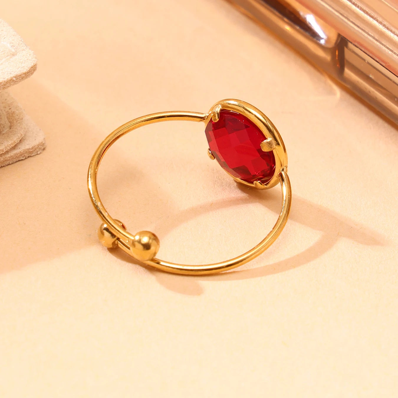 Nivora Stainless Steel Round Women Thin Rings Wedding Shine Multicolored Glass Open Rings For Women Engagement Jewelry Gifts