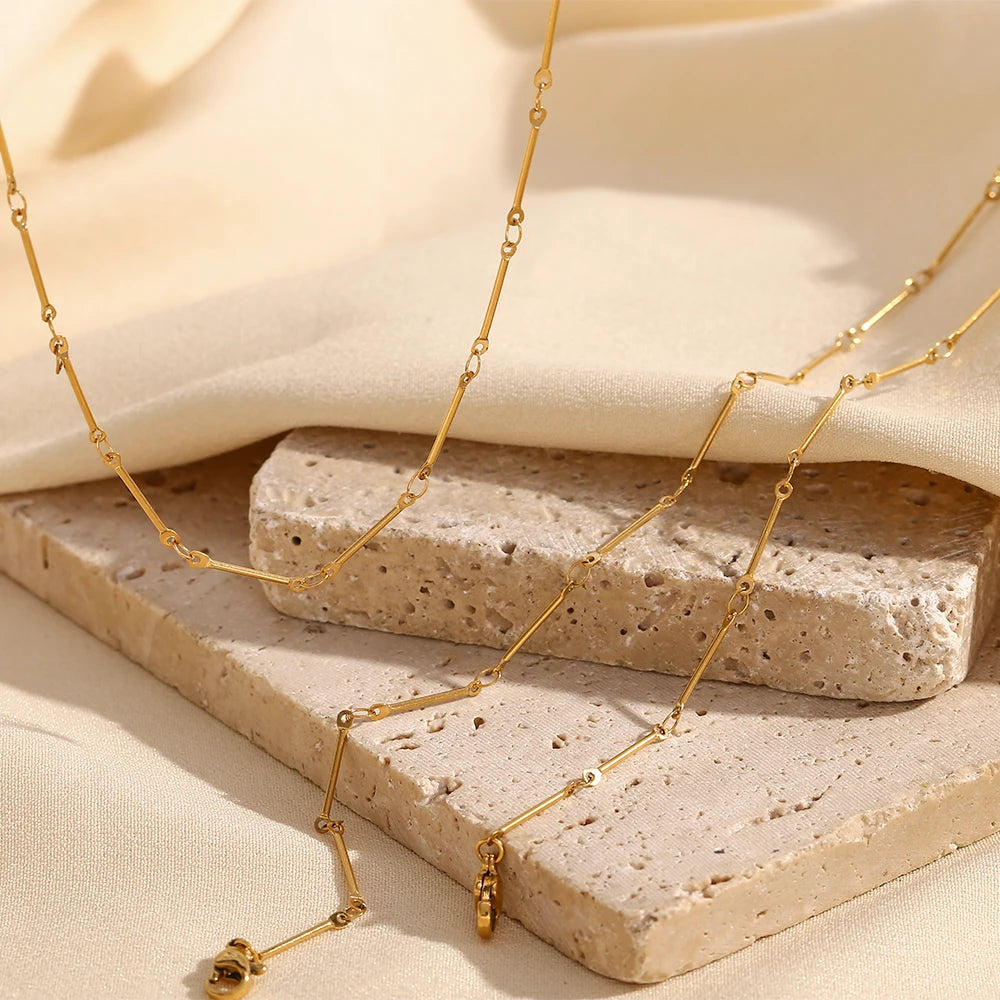 MamacitaSlay Minimalist Handmade Bone Chain coraline Waterproof Gold Plated Necklace Stainless steel jewelry woman Accessories