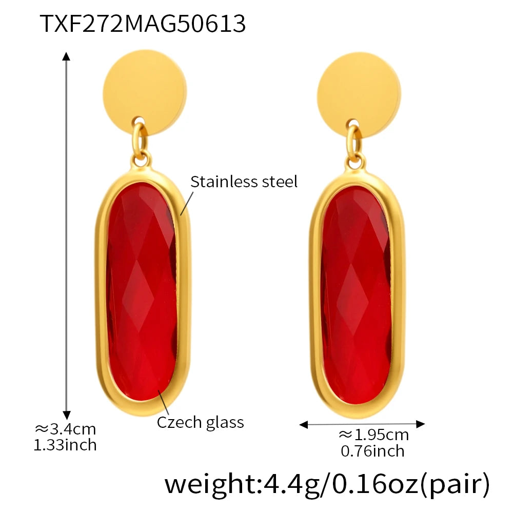 JEWELIXIRS Oval Drop Earring