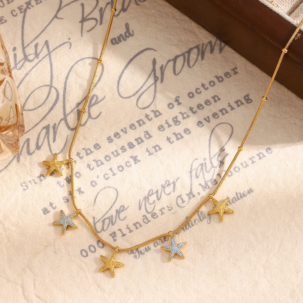 MamacitaSlay 316L Stainless Steel Star Necklace Party Waterproof Neck Jewelry Women's Charm 18K Gold Plated Necklace 2025 Gift