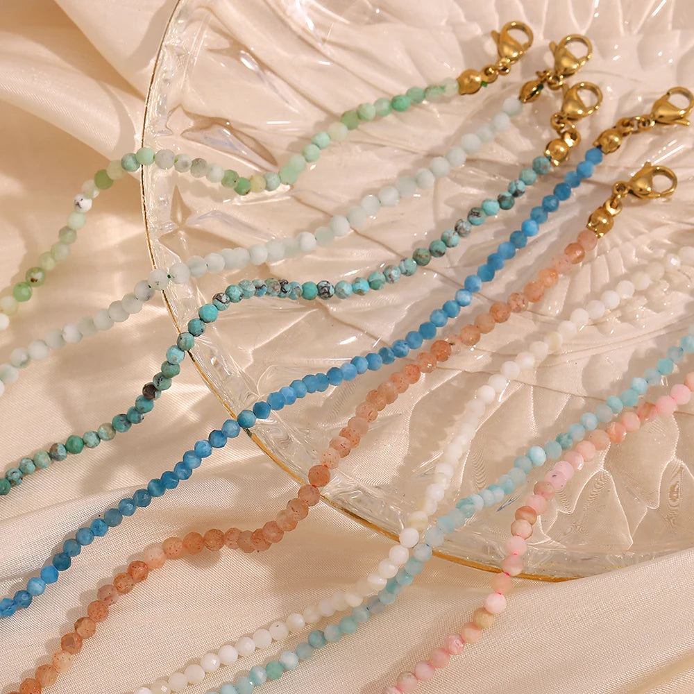 JEWELIXIRS Faceted Micro-Bead Anklets