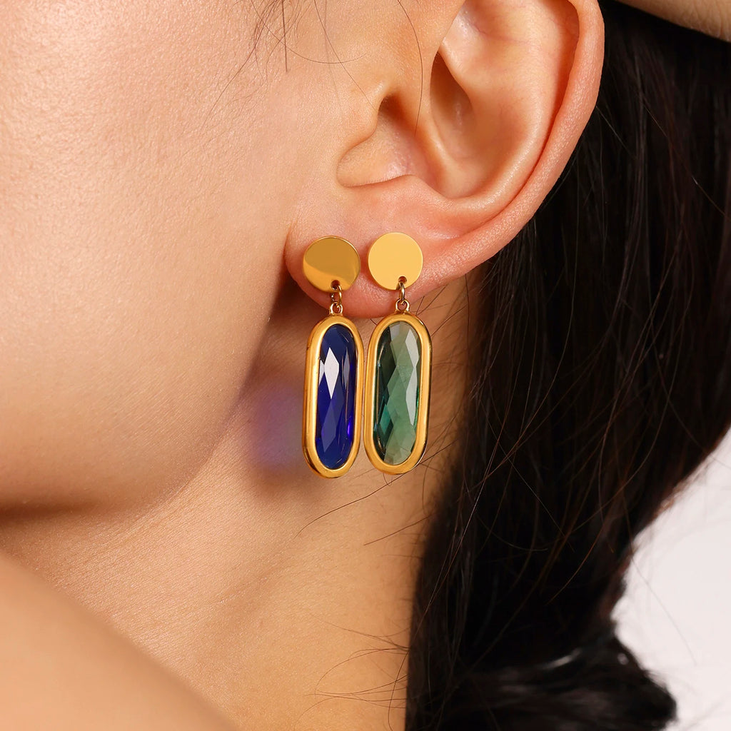 JEWELIXIRS Oval Drop Earring