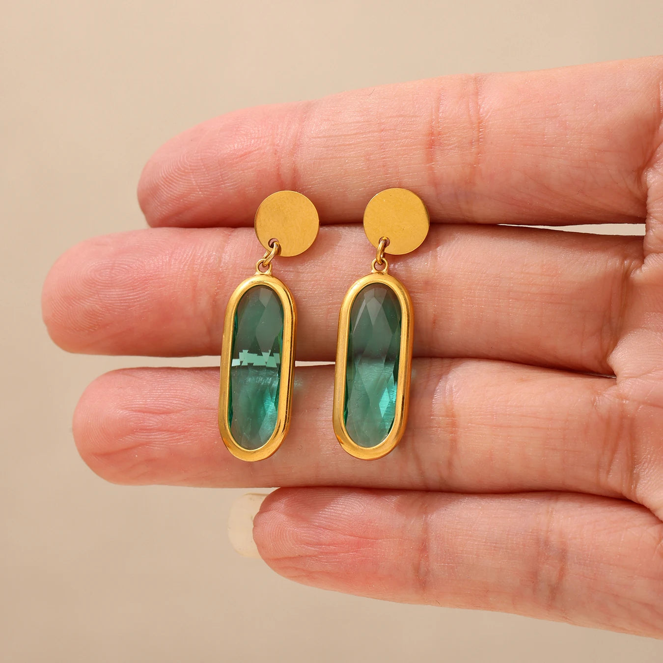 JEWELIXIRS Oval Drop Earring