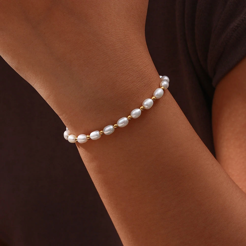 JEWELIXIRS delicate pearl and bead slider bracelet