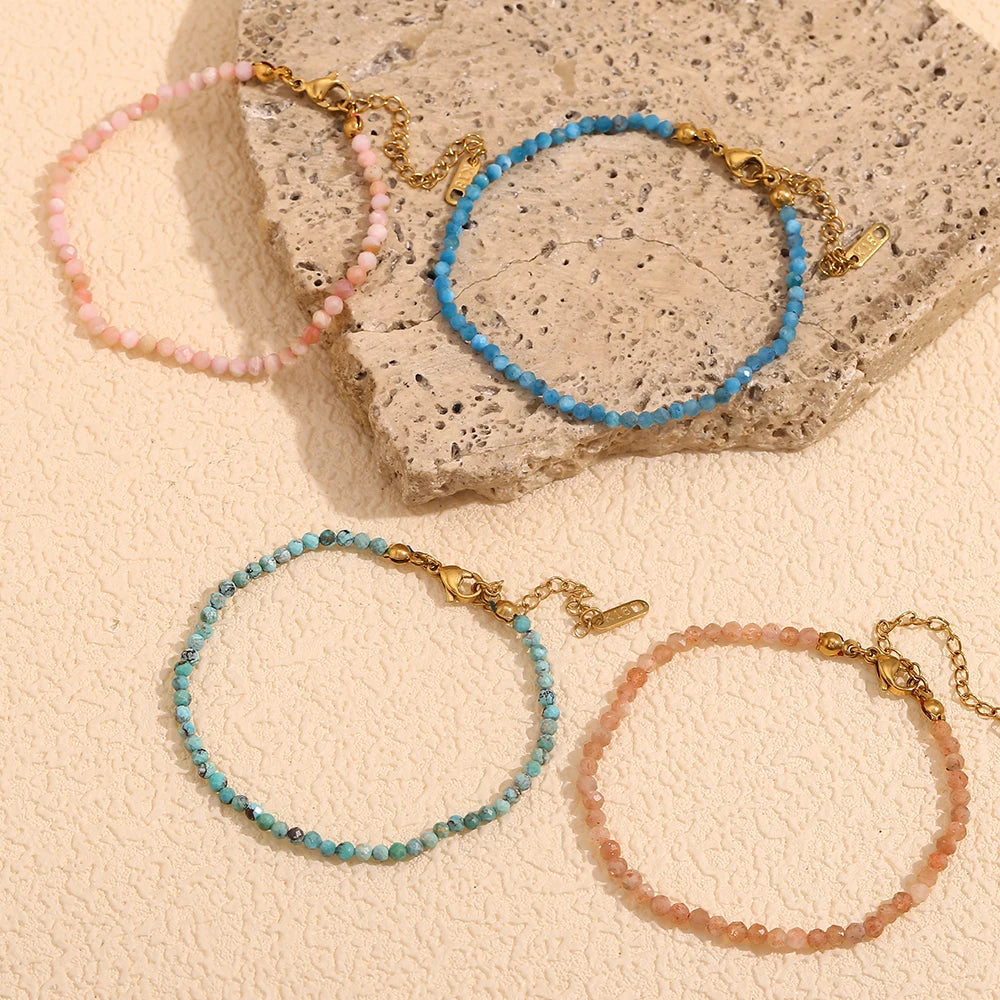 JEWELIXIRS Faceted Micro-Bead Anklets