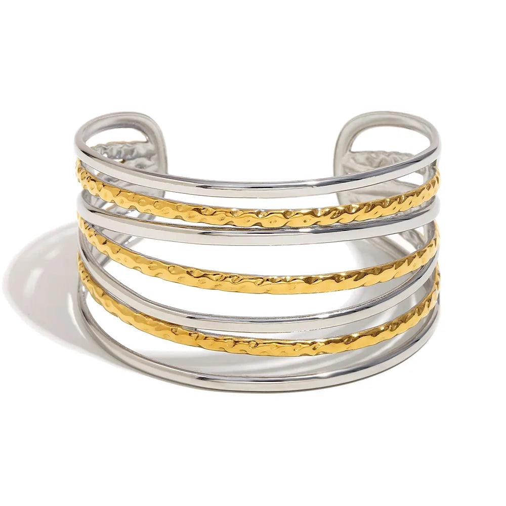JEWELIXIRS Multi-Band Open Cuff Bracelet