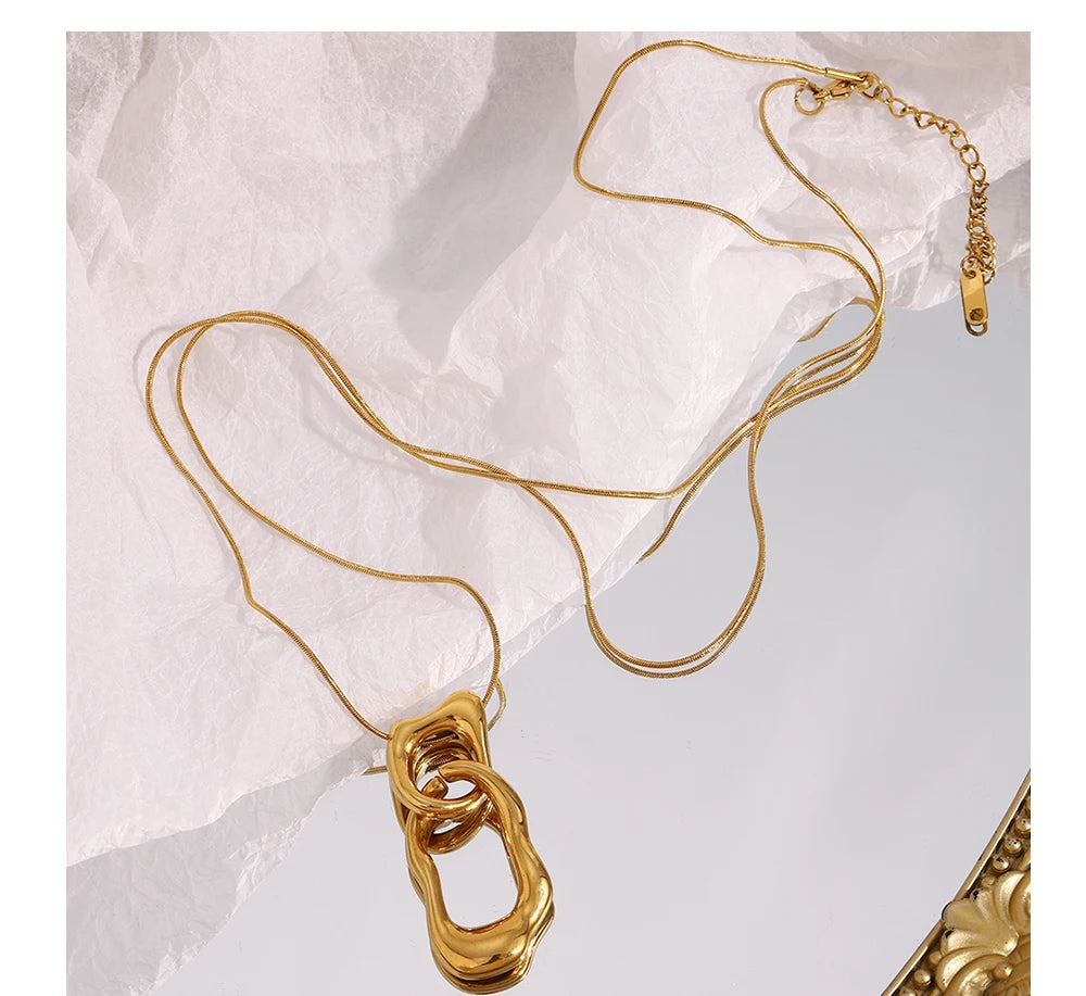 JEWELIXIRS Organic Link Pendant Necklace