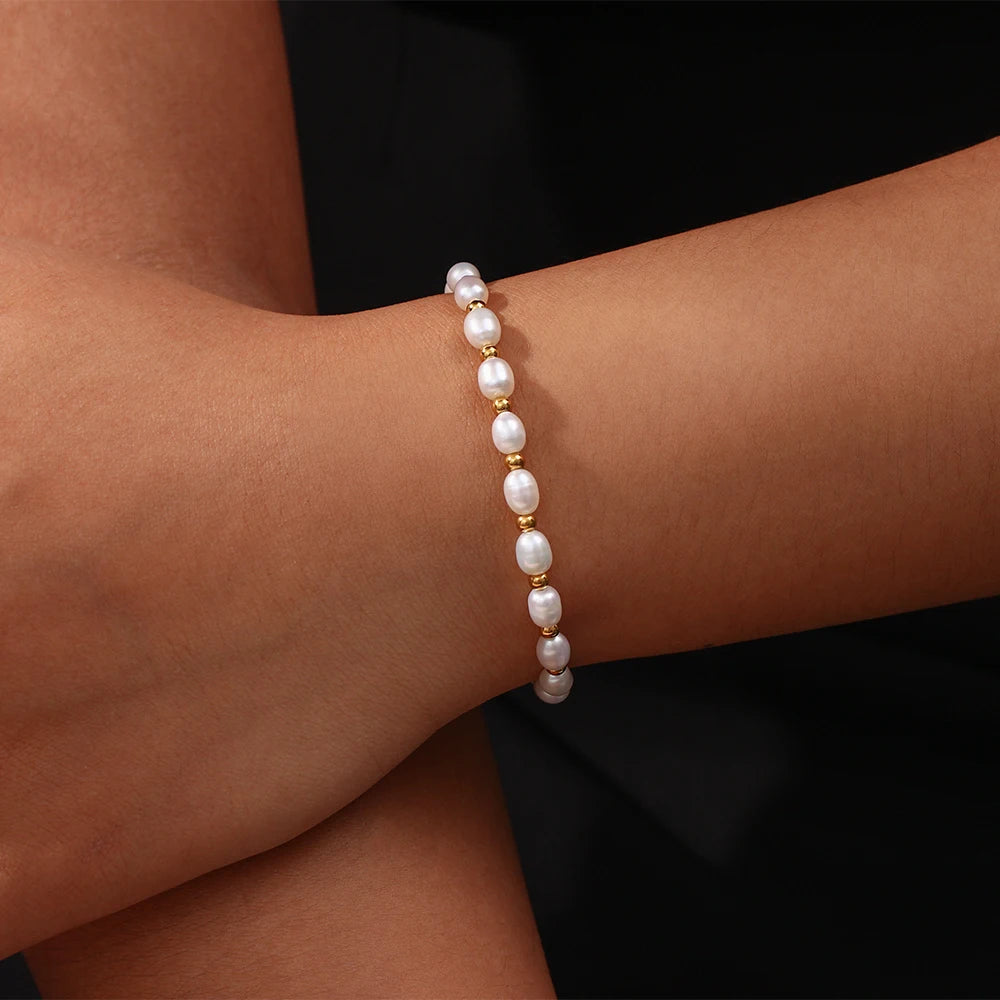 JEWELIXIRS delicate pearl and bead slider bracelet