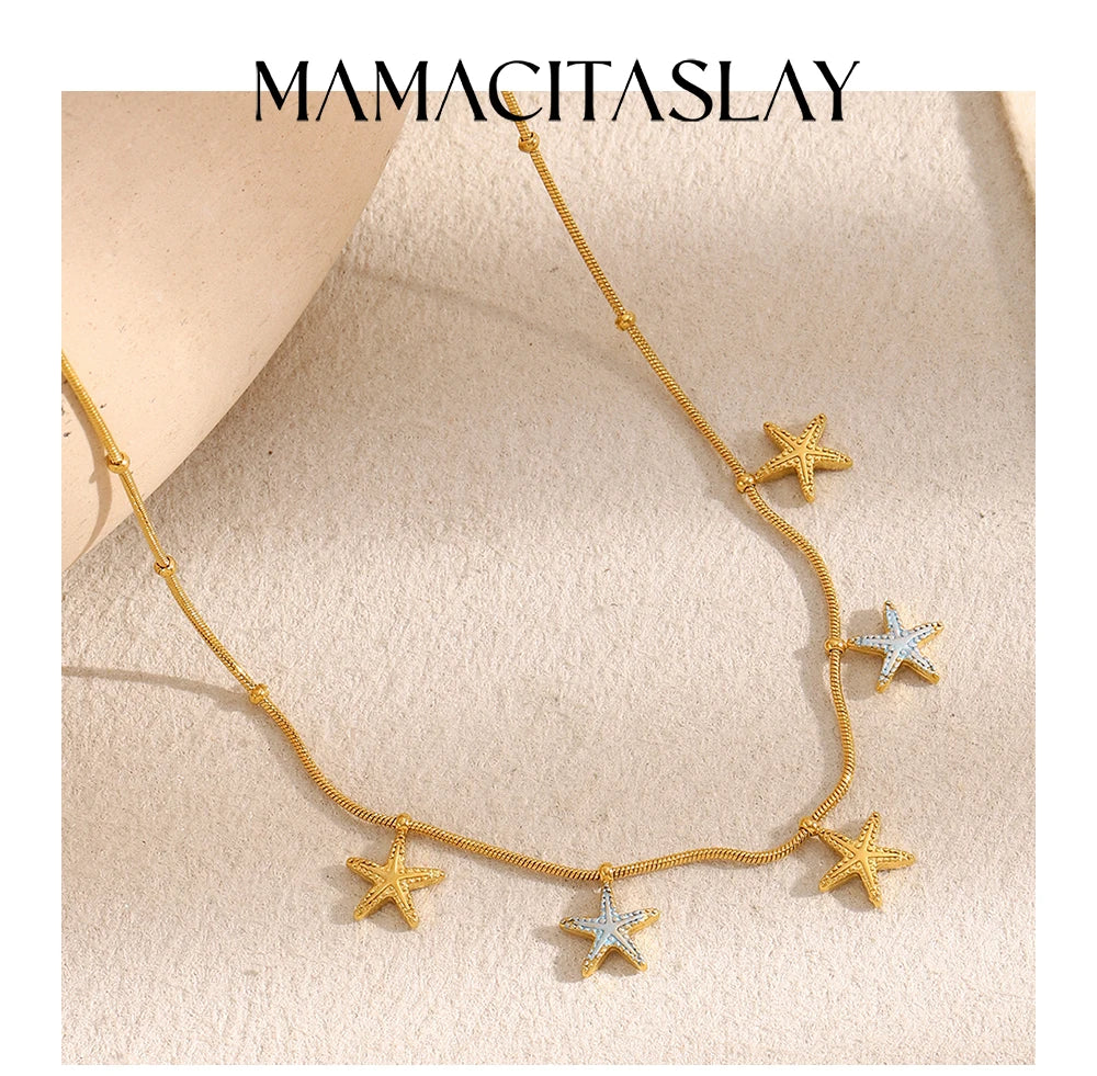 MamacitaSlay 316L Stainless Steel Star Necklace Party Waterproof Neck Jewelry Women's Charm 18K Gold Plated Necklace 2025 Gift
