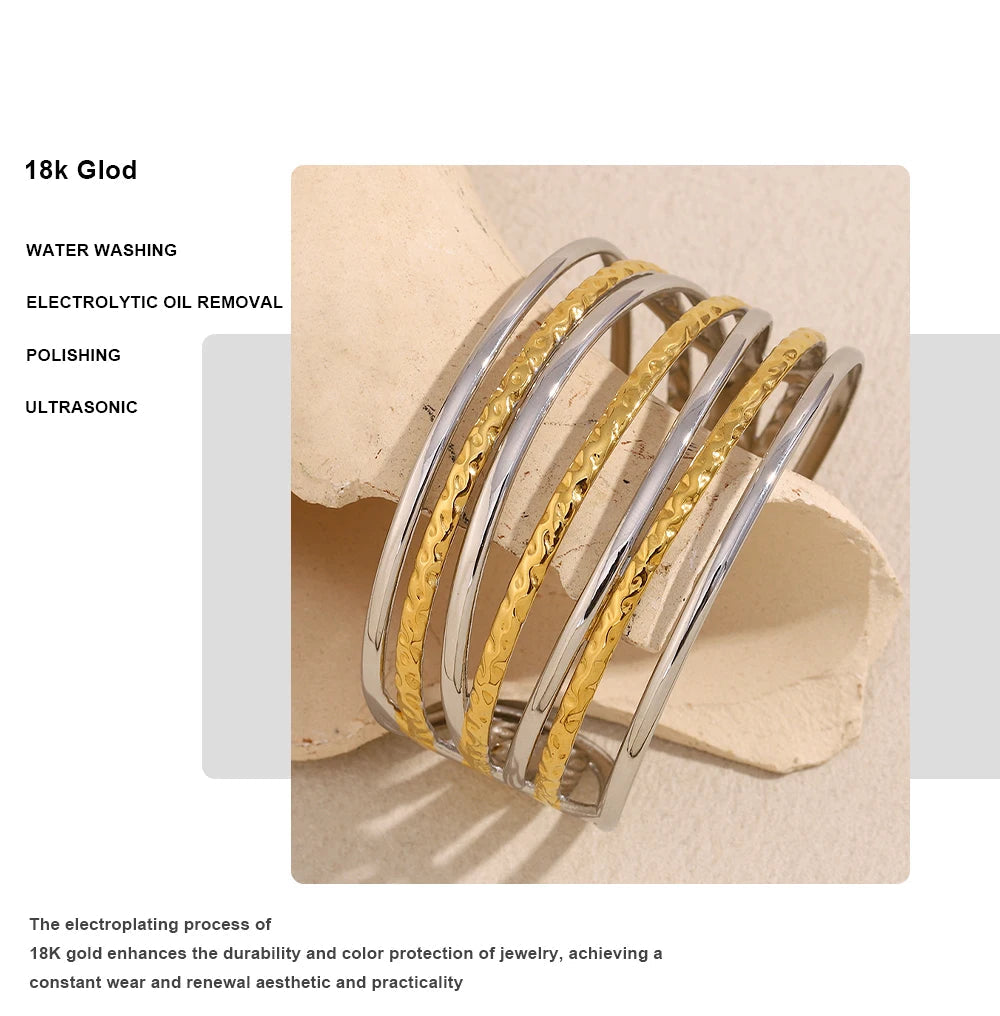 JEWELIXIRS Multi-Band Open Cuff Bracelet