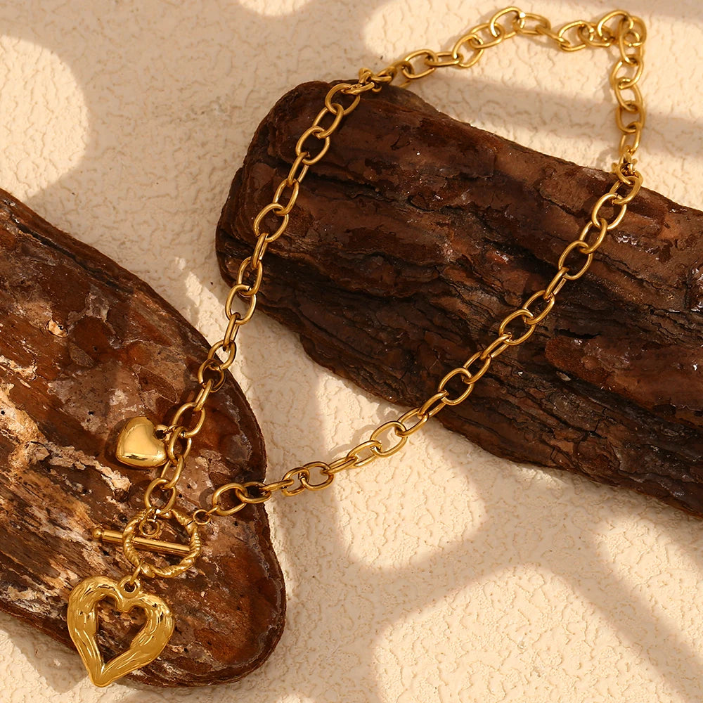 JEWELIXIRS Organic Heart Toggle Necklace