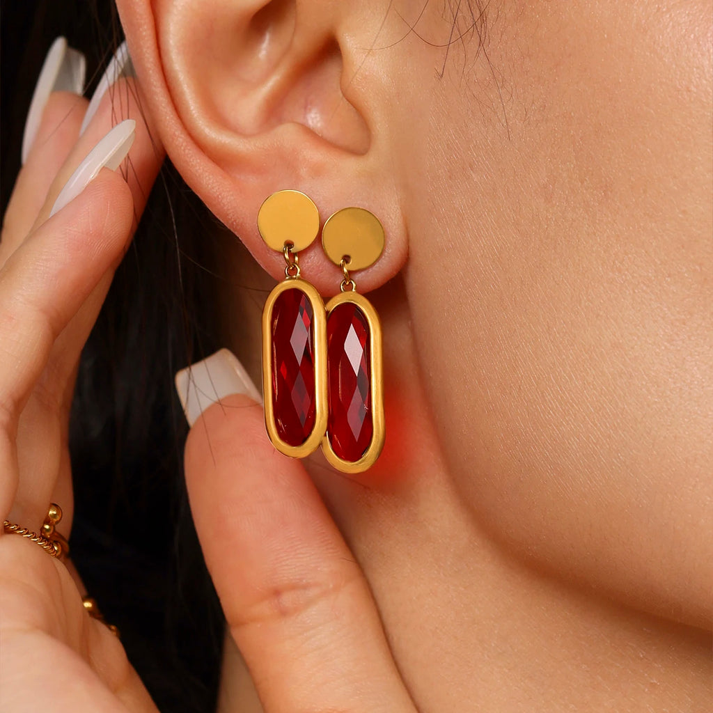JEWELIXIRS Oval Drop Earring