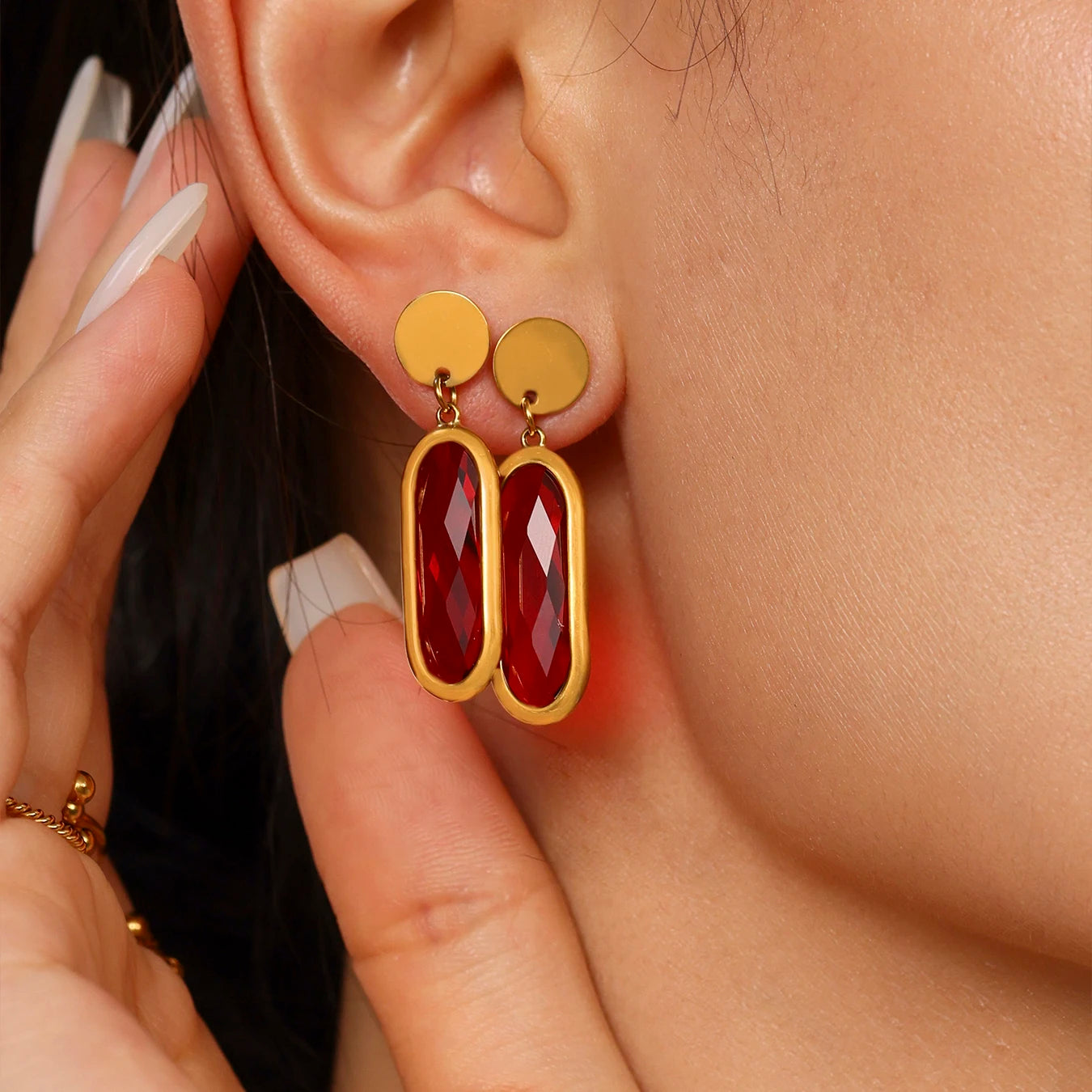 JEWELIXIRS Oval Drop Earring