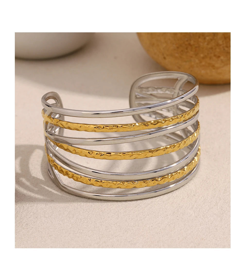 JEWELIXIRS Multi-Band Open Cuff Bracelet