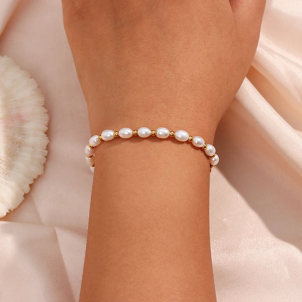 JEWELIXIRS delicate pearl and bead slider bracelet