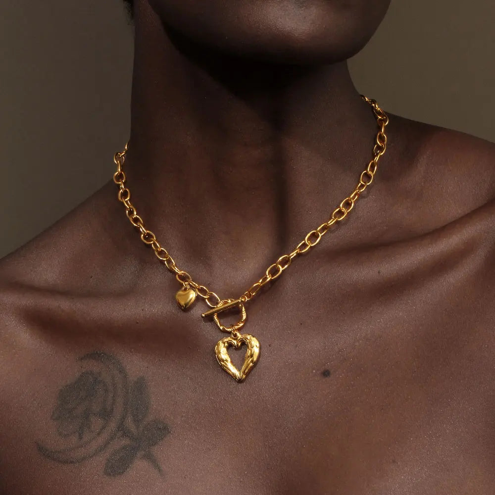 JEWELIXIRS Organic Heart Toggle Necklace