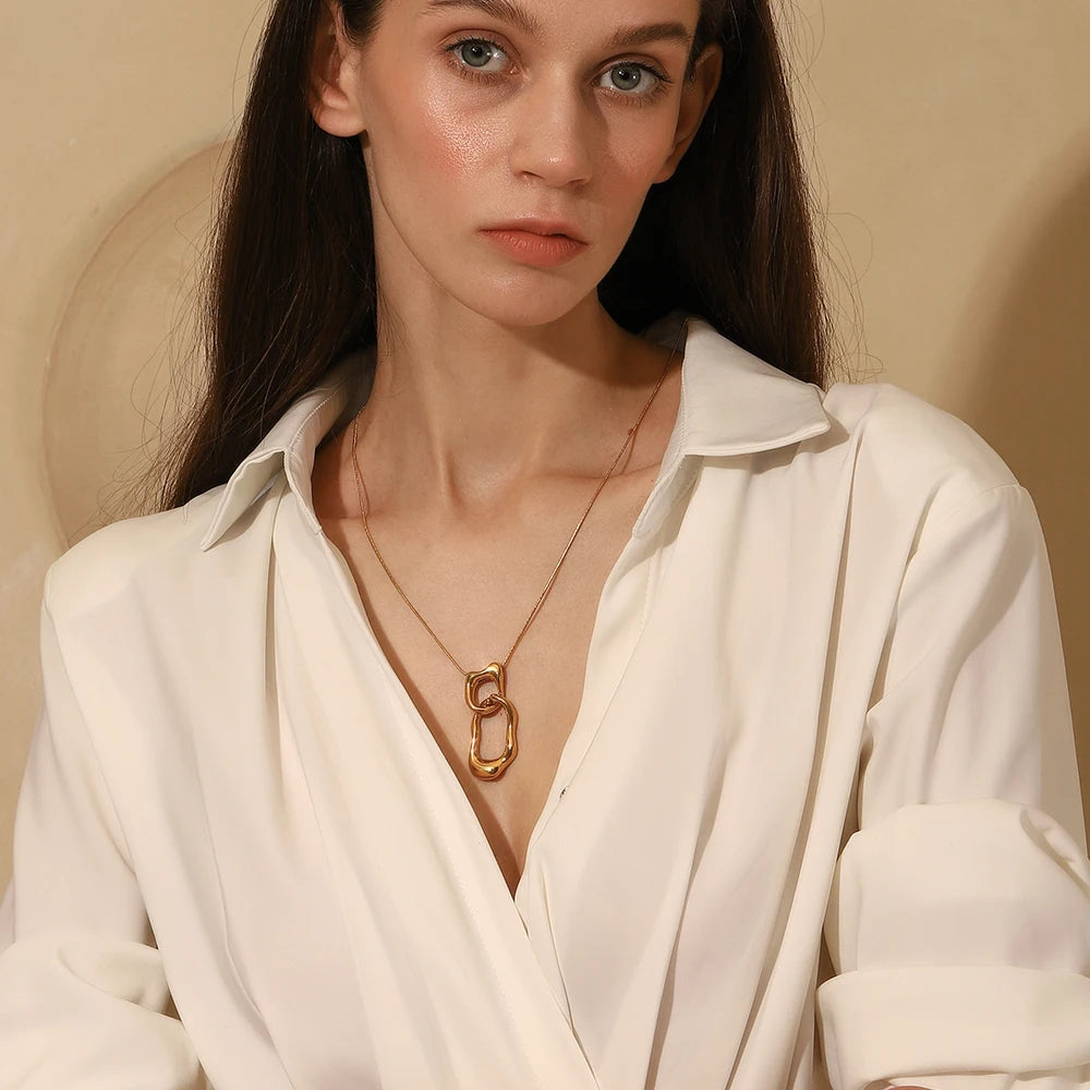 JEWELIXIRS Organic Link Pendant Necklace