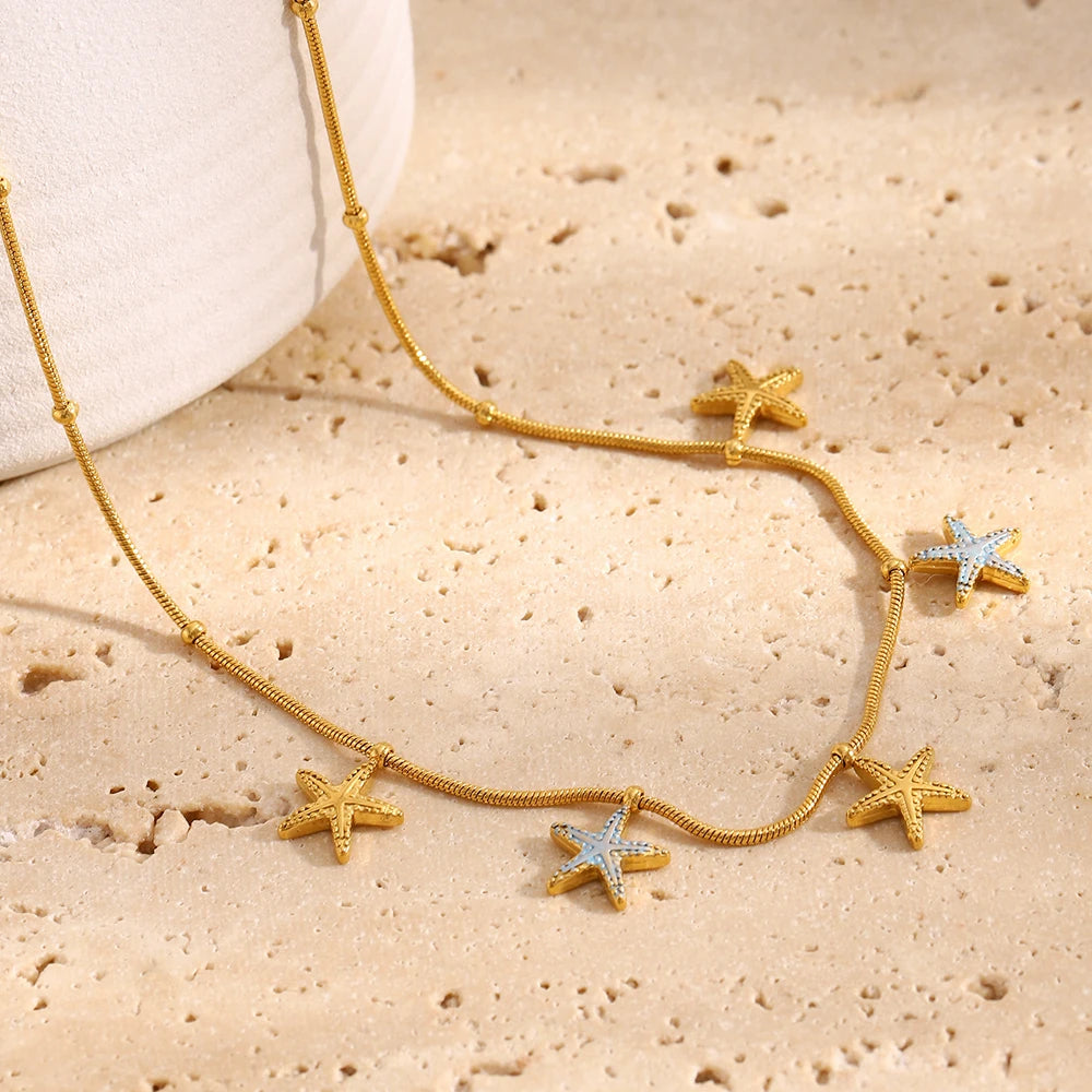 MamacitaSlay 316L Stainless Steel Star Necklace Party Waterproof Neck Jewelry Women's Charm 18K Gold Plated Necklace 2025 Gift