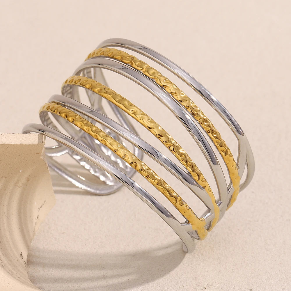 JEWELIXIRS Multi-Band Open Cuff Bracelet