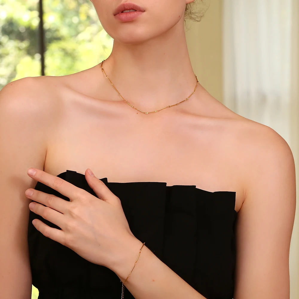 MamacitaSlay Minimalist Handmade Bone Chain coraline Waterproof Gold Plated Necklace Stainless steel jewelry woman Accessories