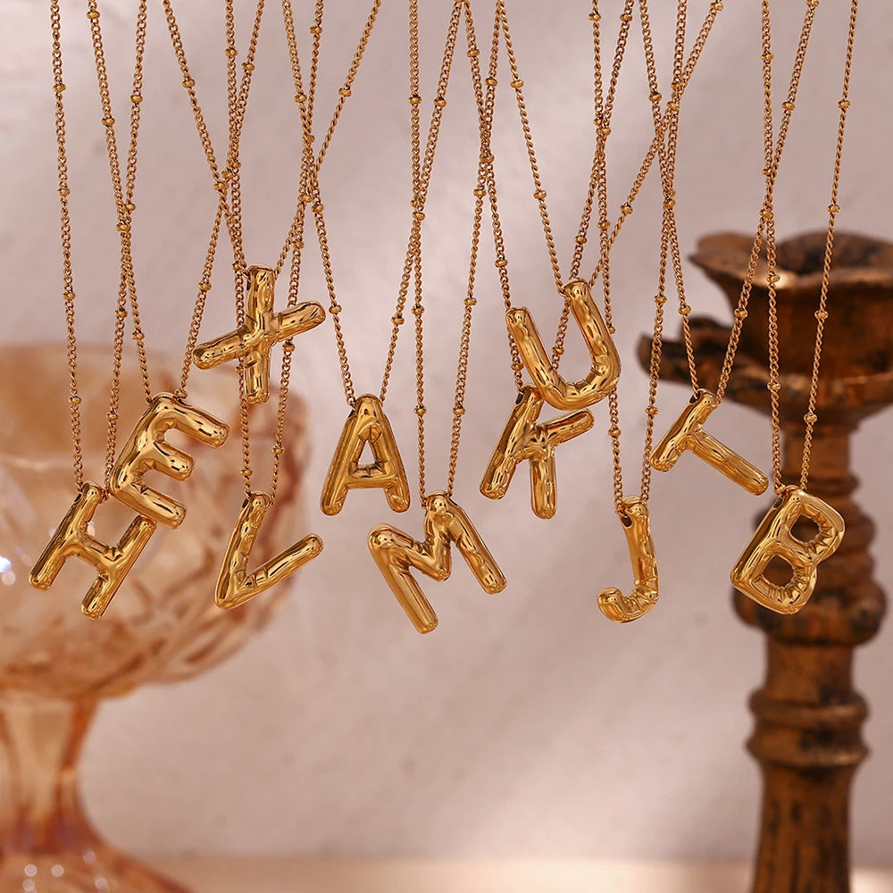 JEWELIXIRS Puffed Letters Necklaces