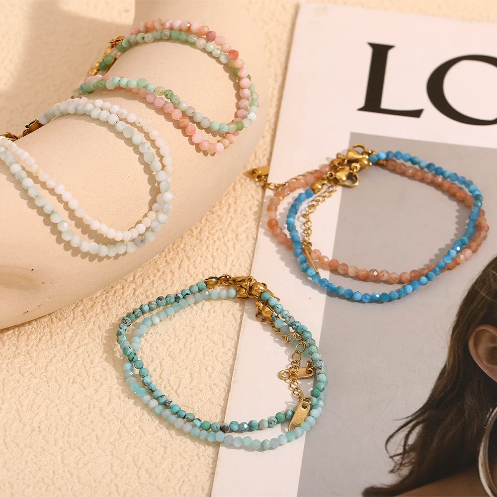 JEWELIXIRS Faceted Micro-Bead Anklets