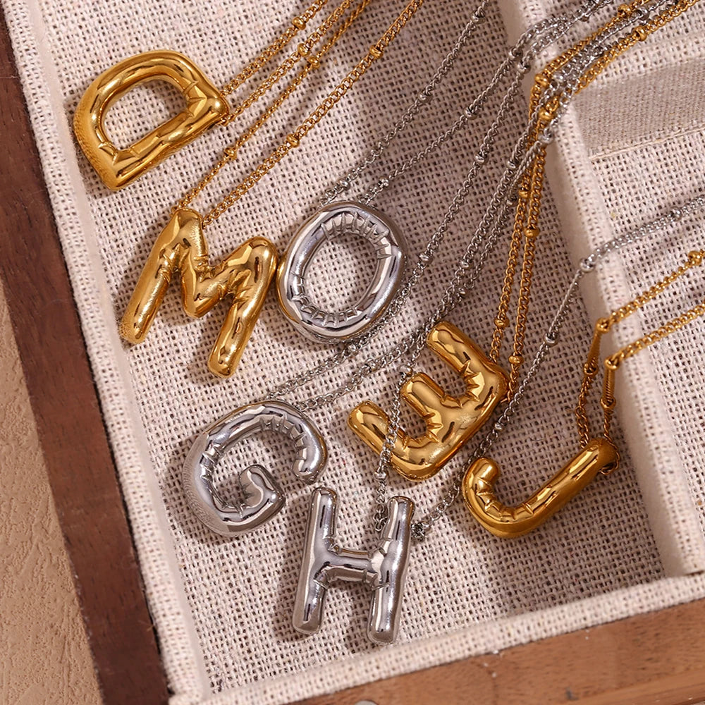 JEWELIXIRS Puffed Letters Necklaces