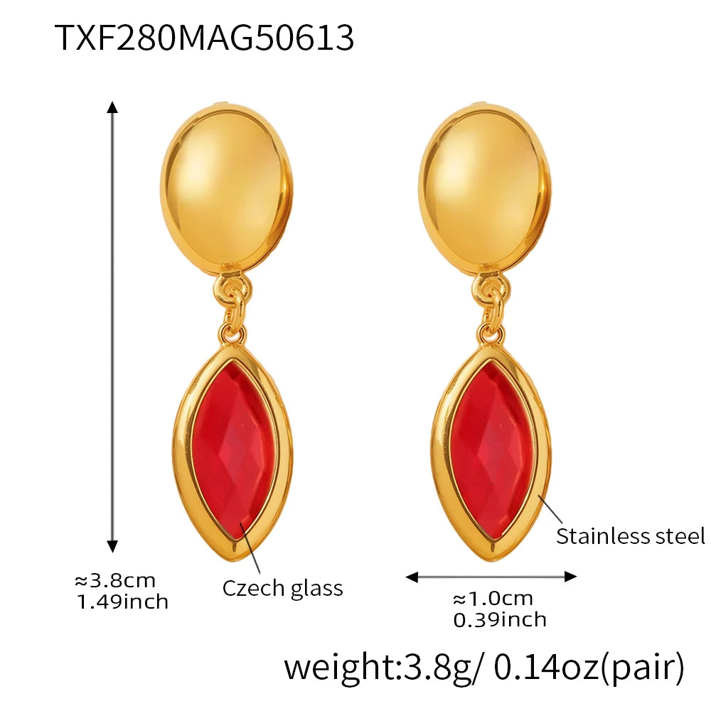 Nivora Shine Geometric Glass Stainless Steel Drop Earrings for Women Mother Hypoallergenic Dangle Earrings Jewelry Wedding Gifts