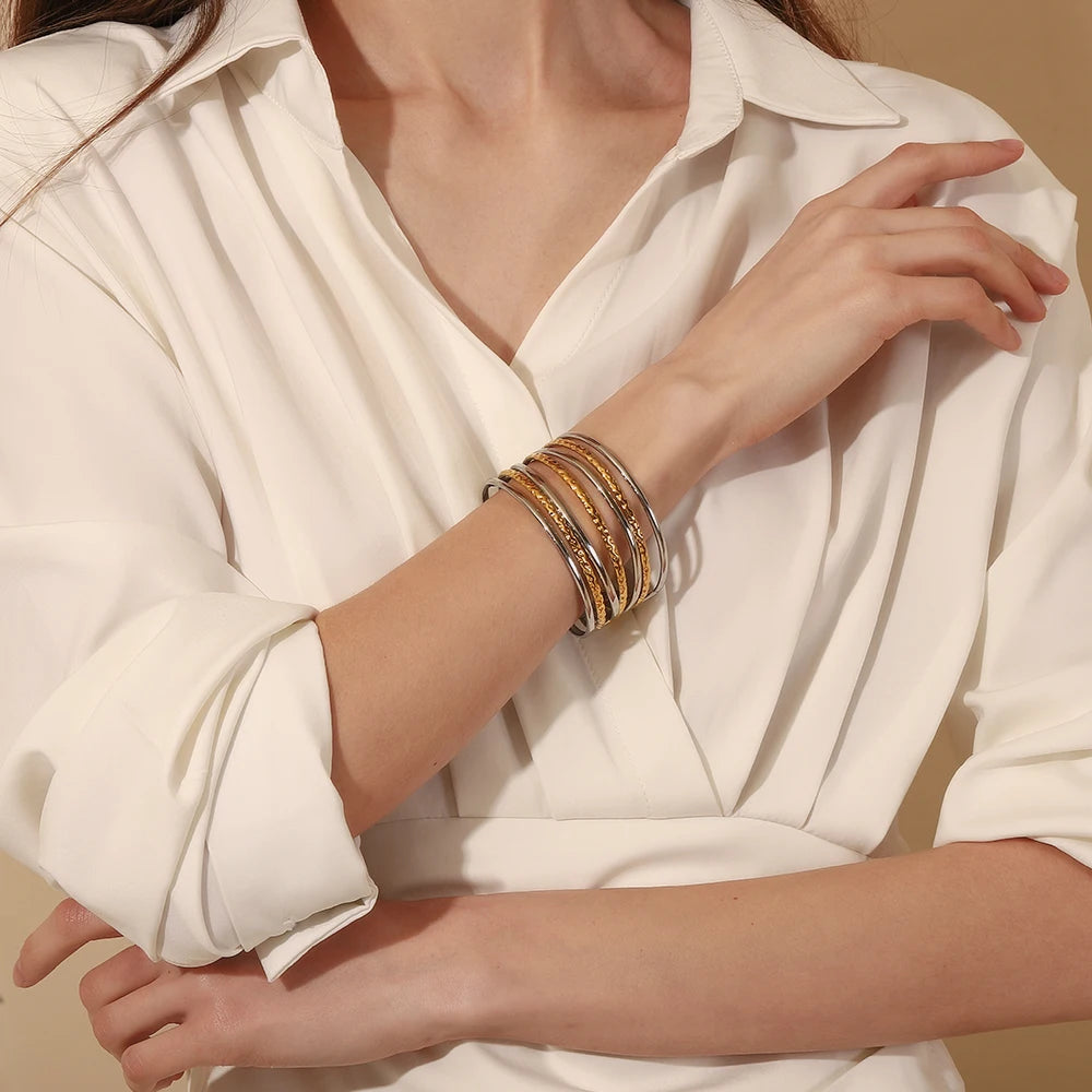 JEWELIXIRS Multi-Band Open Cuff Bracelet