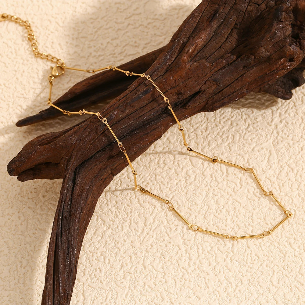 MamacitaSlay Minimalist Handmade Bone Chain coraline Waterproof Gold Plated Necklace Stainless steel jewelry woman Accessories