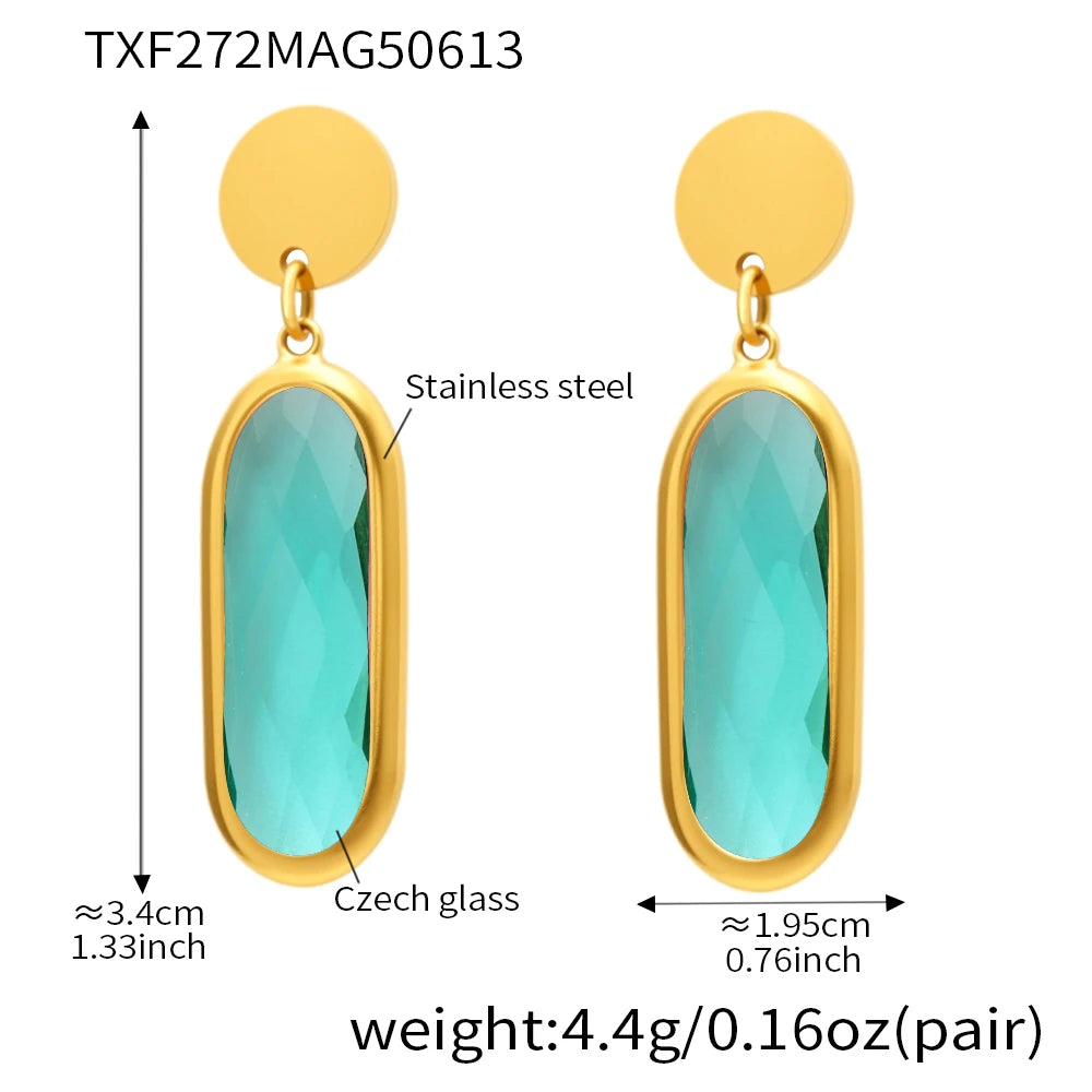 JEWELIXIRS Oval Drop Earring