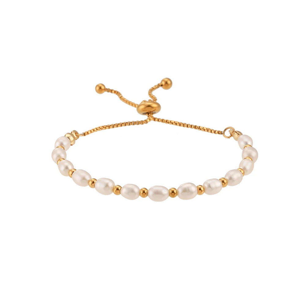 JEWELIXIRS delicate pearl and bead slider bracelet