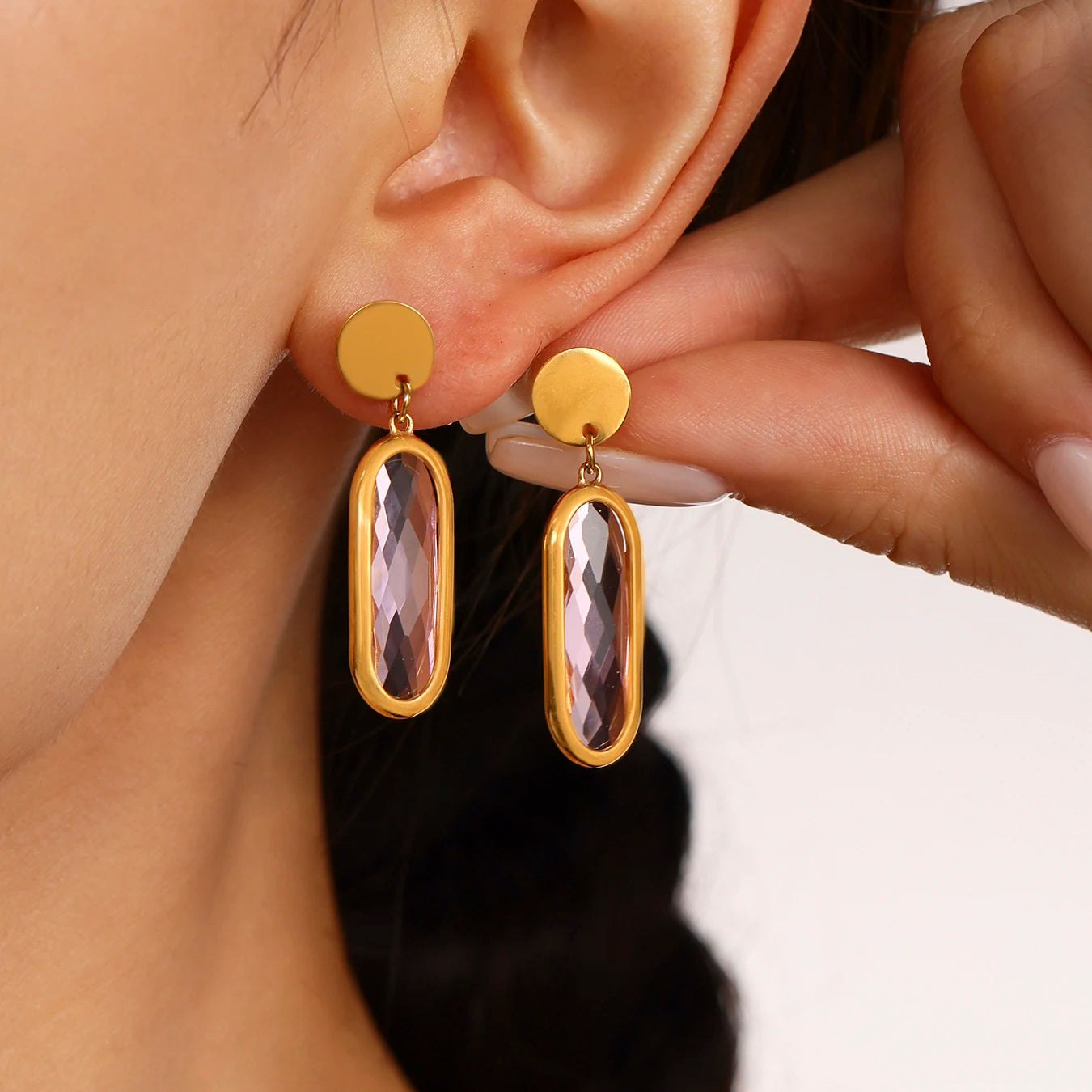 JEWELIXIRS Oval Drop Earring