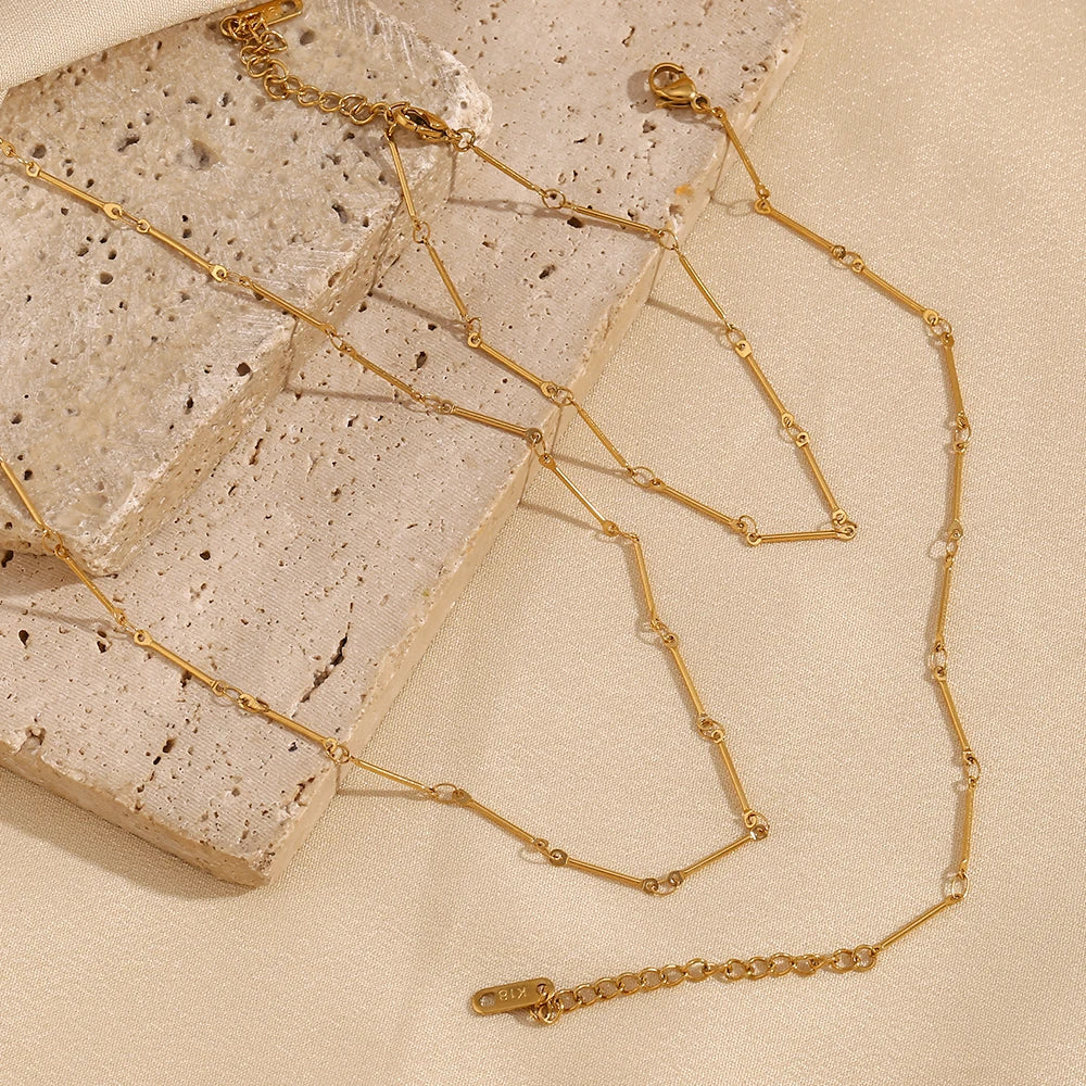 MamacitaSlay Minimalist Handmade Bone Chain coraline Waterproof Gold Plated Necklace Stainless steel jewelry woman Accessories