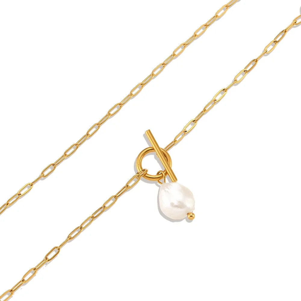 JEWELIXIRS Pearl Toggle Necklace