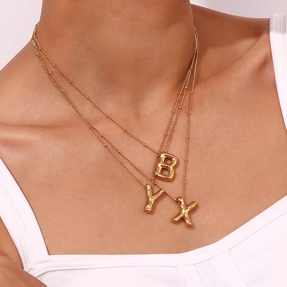 JEWELIXIRS Puffed Letters Necklaces