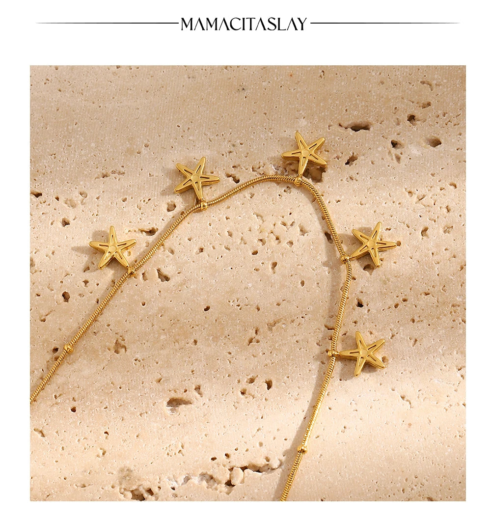 MamacitaSlay 316L Stainless Steel Star Necklace Party Waterproof Neck Jewelry Women's Charm 18K Gold Plated Necklace 2025 Gift